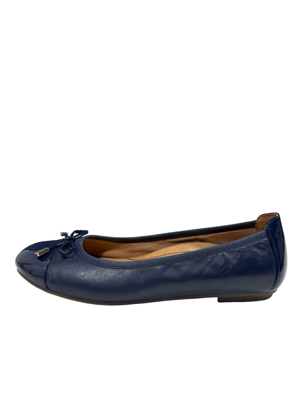 Vionic Minna Ballet Flats Navy Leather Patent Cap Toe Comfort Shoes Womens 7.5 - Picture 6 of 11